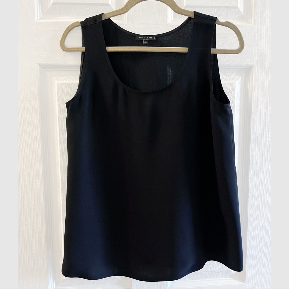 Lafayette 148 New York Black Silk Tank Top